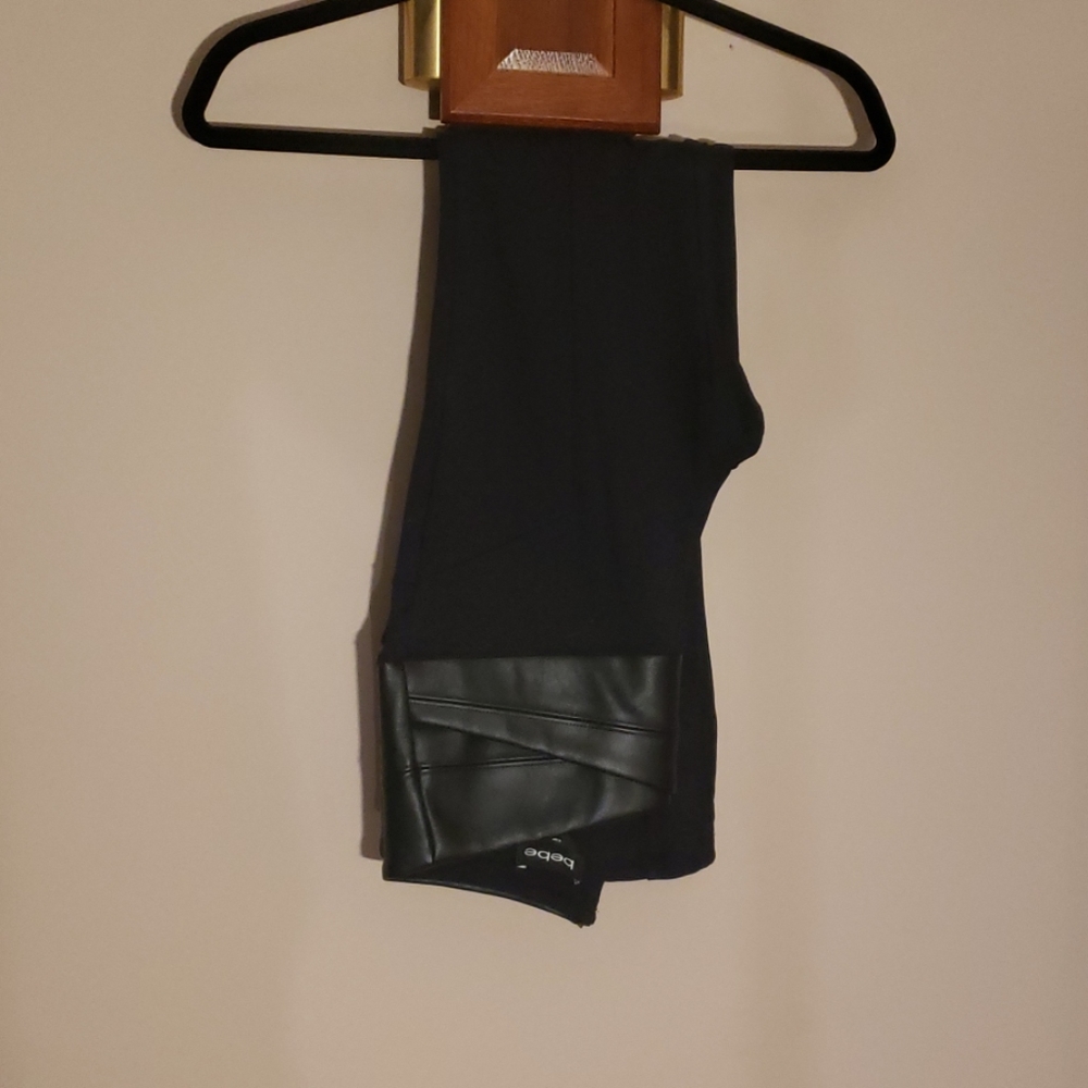 Bebe Black Leggings Pleather and Leggings Material
